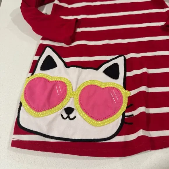 Adventure Wear Toddler girl 3T Red Striped Long Sleeve Dress 100% Cotton - Picture 2 of 5